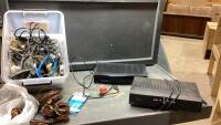 (2)SATELLITE RECEIVERS + BOX OF CORDS/WIRES