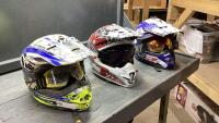 (3) MOTORCYCLE HELMETS WITH GOGGLES