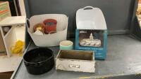 PLANTERS, BASKETS, ZEN GARDEN W/ CANDLES