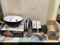 SHOP BOX W/ (2) CEILING LIGHTS, DUCTS, LIGHT REEL & MISC