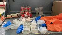COCA-COLA BOTTLES, AEROWARE SPICE CONTAINERS AND BER GLASSES
