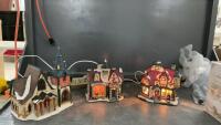 (2) BOXES W/ LIGHTED CHRISTMAS VILLAGE PIECES