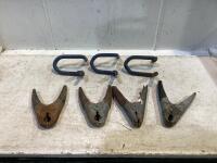(4) BOOSTER CABLE CLAMPS & (3) MISC