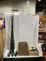 BOX OF REELS, RODS REPAIRS & PARTS