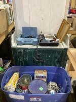 TOTE W/ SUNBEAN SHEAR MASTER, TRAIN SET, CRAFTSMAN DRILL SET, POWER PAL AIR COMPRESSOR & MISC