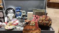 (2)BOXES OF DECOR - CLOCK, WALL DECOR, HALLOWEEN + FALL DECOR,