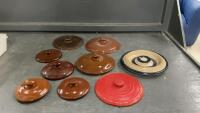 VARIETY OF BEAN POT LIDS & (2) OTHERS