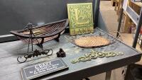ASSORTED DECOR ITEMS-SMALL EASEL, &ldquo;LAKE&rdquo; SIGN, LIGHT WEIGHT METAL WALL HANGING, &ldquo;CRAZY &ldquo; SIGN