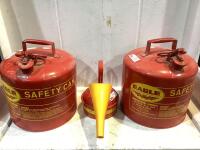 (2) EAGLE GASOLINE CANS 5 GAL & (1) EAGLE GASOLINE CAN 1/2 GAL