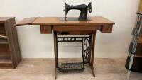 ANTIQUE ALFA SEWING MACHING IN CABINET - CIRCA 1900'S