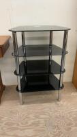 BLACK GLASS & CHROME ENTERTAINMENT STAND