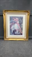 &ldquo;OVER THE GARDEN WALL&rdquo; LITTLE GIRL & BOY PICTURE IN ORNATE FRAME