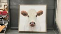 WHITE COW PICTURE ON CANVAS - OIL PAINTING
