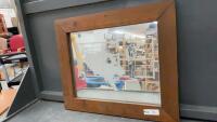 BULL RIDING PICTURE ETCHED ON A MIRROR - WOOD FRAME