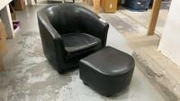 CHILDS LEATHERETTE CHAIR & OTTOMAN