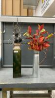 (2) METAL VASES W/ DECOR