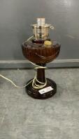 KEROSENE LAMP CONVERTED TO ELECTRIC - AMBER BASE