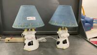 PAIR OF CERAMIC COW LAMPS