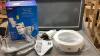 (2) ITEMS - RAISED TOILET SEAT WITH HANDLES + FLOOR TO CEILING GRAB BAR - 5
