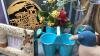 ASSORTED DECOR ITEMS-3D PICTURES, VASE, TURQUOISE WATERING CAN + PLANTER POTS - 2