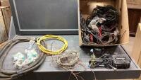 BOX W/ ELECTRICAL HEAVY 2-WIRE, ASSORTED CABLES, WIRE