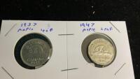 (2) CANADA 5 CENT PIECES - 1937 & 1947