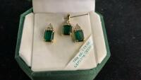 &ldquo;JASMINE&rdquo; GENUINE GREEN CRYSTAL EARRINGS W/ PENDANT - NO CHAIN