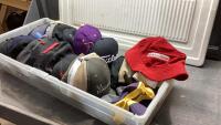 GOOD TOTE OF ASSORTED BALL CAPS