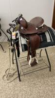 KIDS SADDLE OFF OF A MINI PONY W/ PAD, HALTER W/ LEAD & SNAFFLE BIT