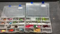 (2) BASS PRO PLASTIC ORGANIZERS W/HOOKS, LURES/BAIT