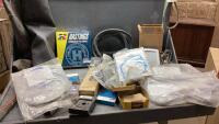 BOX W/FLEX-N-FIT HOSES, AUTO DOOR SEAL, SPEAKER, FILTER, WATER PUMP REPAIR ITEMS, COWL LACING