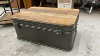 METAL TRUNK/COFFEE TABLE W/ WOOD TOP