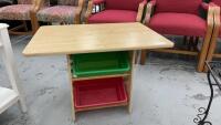 KIDS TABLE W/ PLASTIC BINS UNDERNEATH