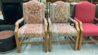 (2) PARLOUR CHAIRS W FLORAL UPHOLSTERY