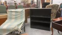 OCCASIONAL CHAIR & BLACK BOOK SHELF