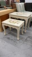 SET OF 2 NESTING TABLES W/ FLORAL DECALS