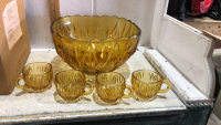 VINTAGE GOLD PUNCH BOWL - SQUARE SHAPE