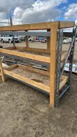 Set of steel framed shelves with wooden trays
