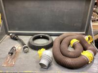 SHOP BOX W/ RV SEWER HOSE, FEMALE CONNECTOR, TROWEL & MISC