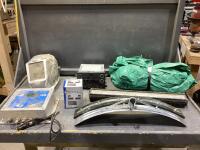 SHOP BOX W/ TARP, 24" SQUEEGEE, LIGHT BAR, PAPER TOWEL HOLDER, AIR AUTOMATIC TYRE IMFLATOR, RADIO & WELDING MASK