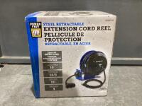 POWERFIST STEEL RETRACTABLE EXTENSION CORD REEL