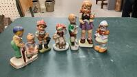 LOT WITH HUMMEL STYLE FIGURINES + SOME JAPAN W/CLOVERLEAF DESIGN