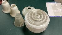 (5) LIGHT SHADES - MILK GLASS + FROSTED GLASS