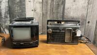 VERY SMALL PORTABLE TV & VINTAGE SONY RADIO