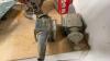 ANTIQUE& VINTAGE ITEMS - SAFETY CAN, FIRST AID KIT, GULF OIL 5 GAL PAIL, CARRIAGE SIDE LIGHTS, PROPANE TORCH, METAL JERRY CANS, WOOD PULLEY, VERY LARGE INSULATOR, - 4
