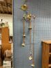 ANTIQUE BRASS LIGHT FIXTURE W/ (5) HANGING FIXTURES