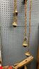 ANTIQUE BRASS LIGHT FIXTURE W/ (5) HANGING FIXTURES - 2