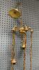 ANTIQUE BRASS LIGHT FIXTURE W/ (5) HANGING FIXTURES - 3