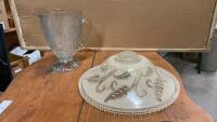 VINTAGE WATER PITCHER, ANTIQUE GLASS LIGHT SHADE