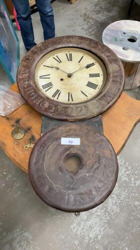 ANTIQUE BAIRD METAL CLOCK FROM THE 1800&rsquo;S - HAS KEY & PENDULUM